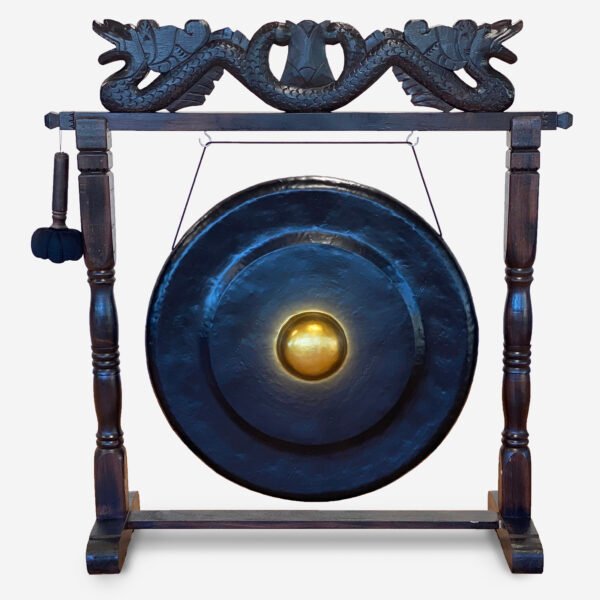 80cm Black Meditation Gong with Antique Brown Stand