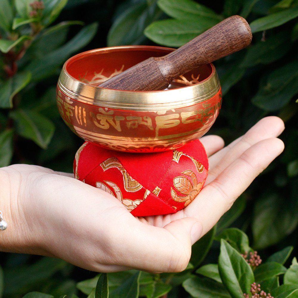 Mini Tibetan Singing Bowl Gift Set - Red