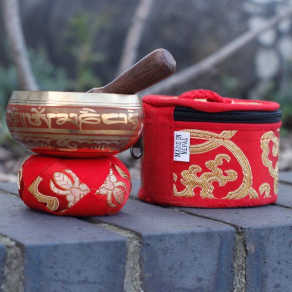 Mini Tibetan Singing Bowl Gift Set - Red
