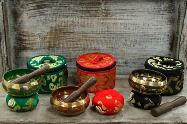 Mini Tibetan Singing Bowl Gift Set - Red