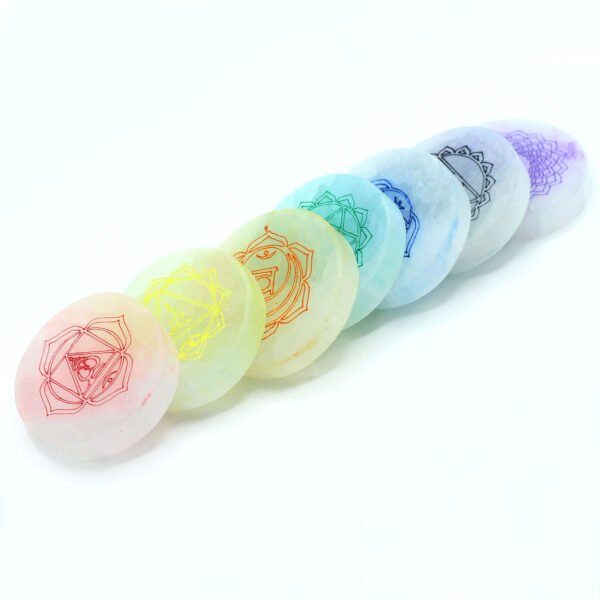 Selenite Chakra Charging Plates – Set of 7