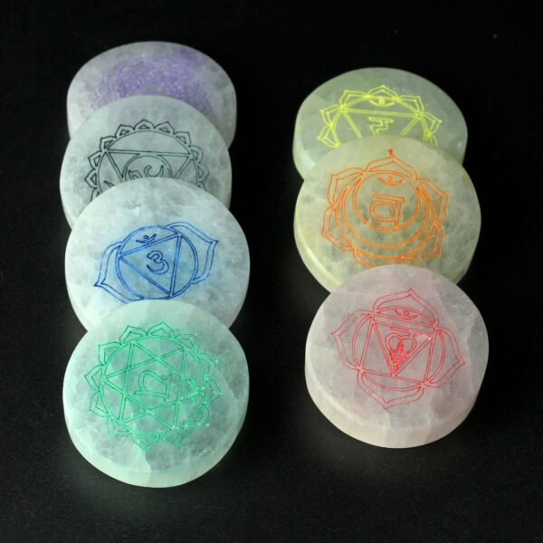 Selenite Chakra Charging Plates – Set of 7