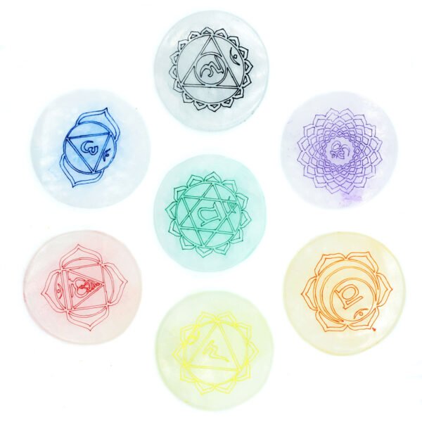 Selenite Chakra Charging Plates – Set of 7