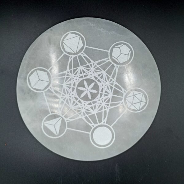 Selenite Charging Plate 18cm – Sacred Geometry Design