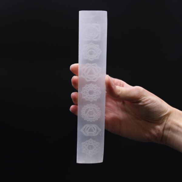 Selenite Charging Plate 20cm – Chakra Symbols