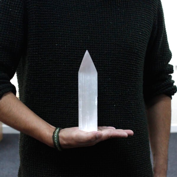 Selenite Pencil Point Tower 20 cm
