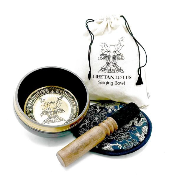 Tibetan Singing Bowl Set – 14 cm – Lotus Flower Engraved