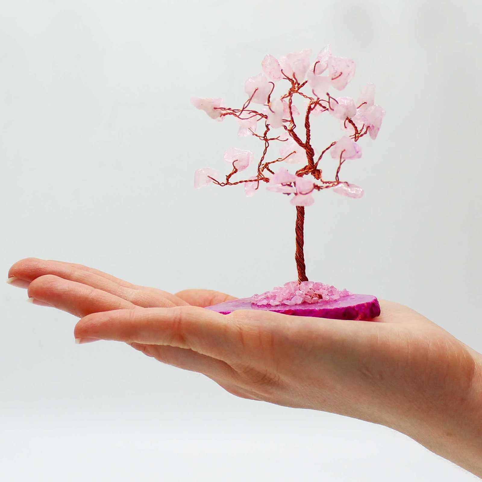 Gemstone Tree - Rose Quartz on Pink Agate Base (35 stones) - Image 4