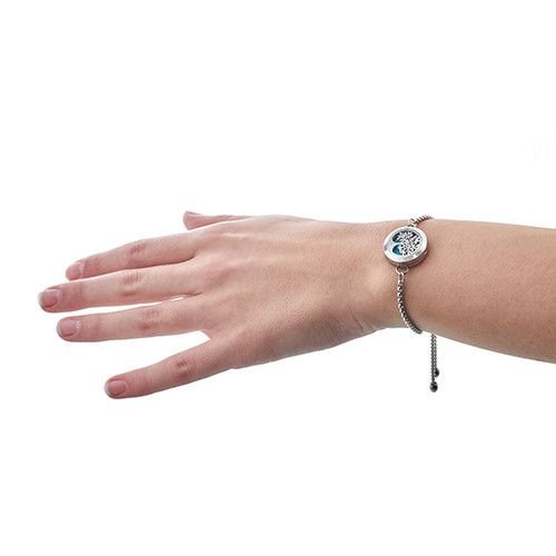 Aromatherapy Jewellery Chain Bracelet - Cat & Flowers - 20mm - Image 6