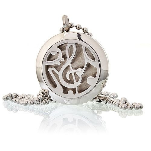 Aromatherapy Jewellery Necklace - Music Notes 25mm - Image 3