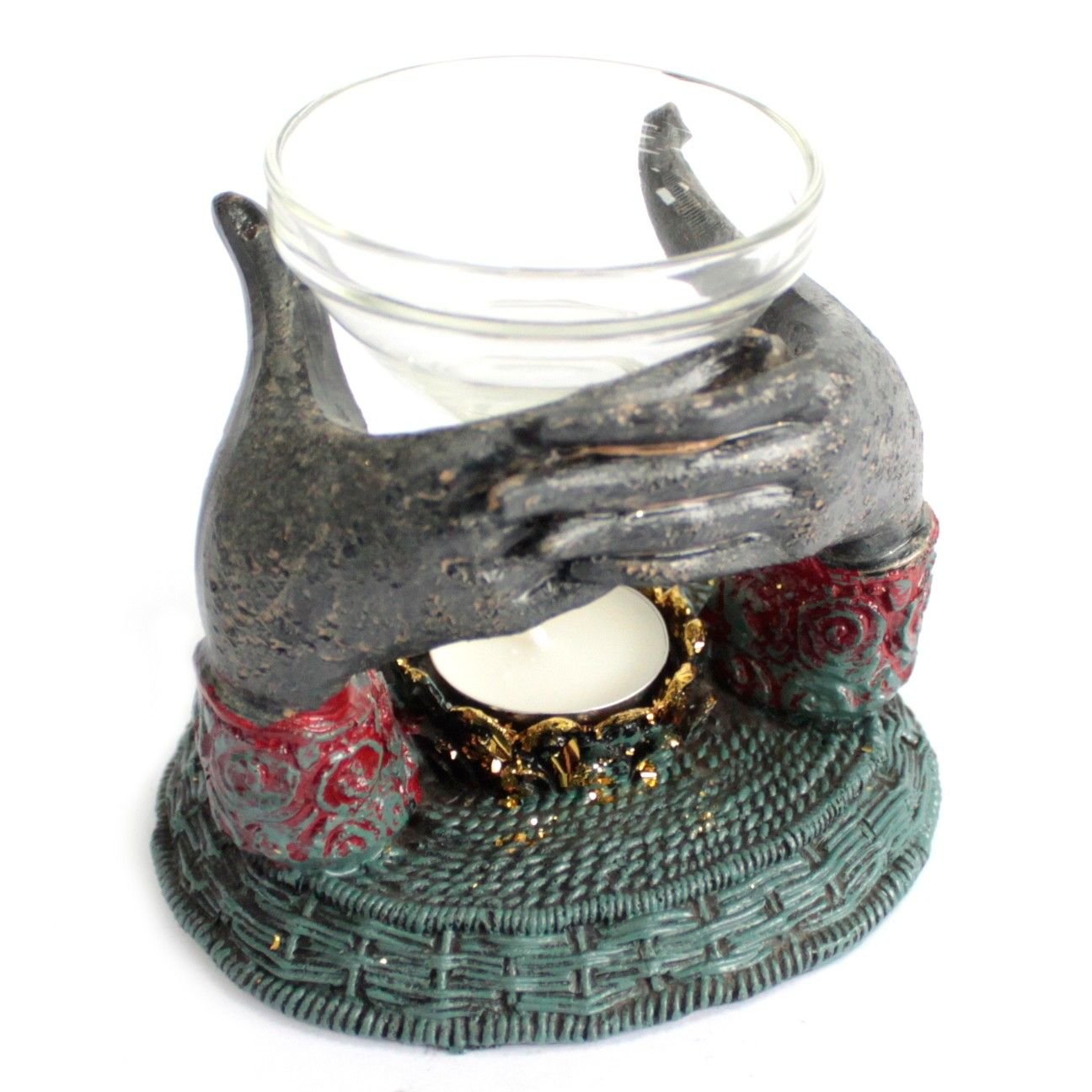 Antique Buddha - Offering Hands Oil Burner - Image 2
