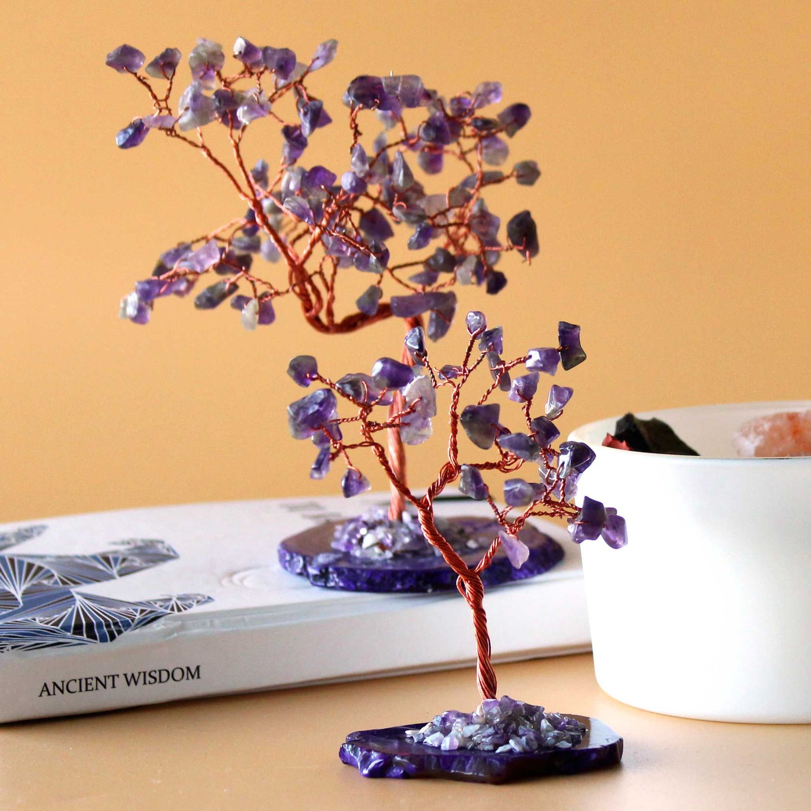 Gemstone Tree - Amethyst on Natural Agate Base (35 stones) - Image 4