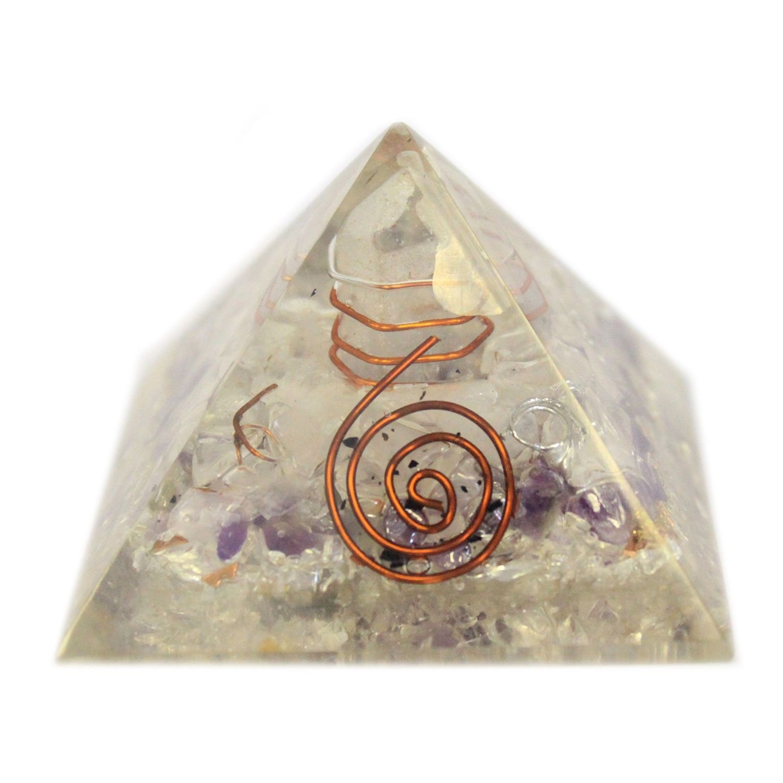 Med Orgonite Pyramid 55mm Gemchips and Copper - Image 2