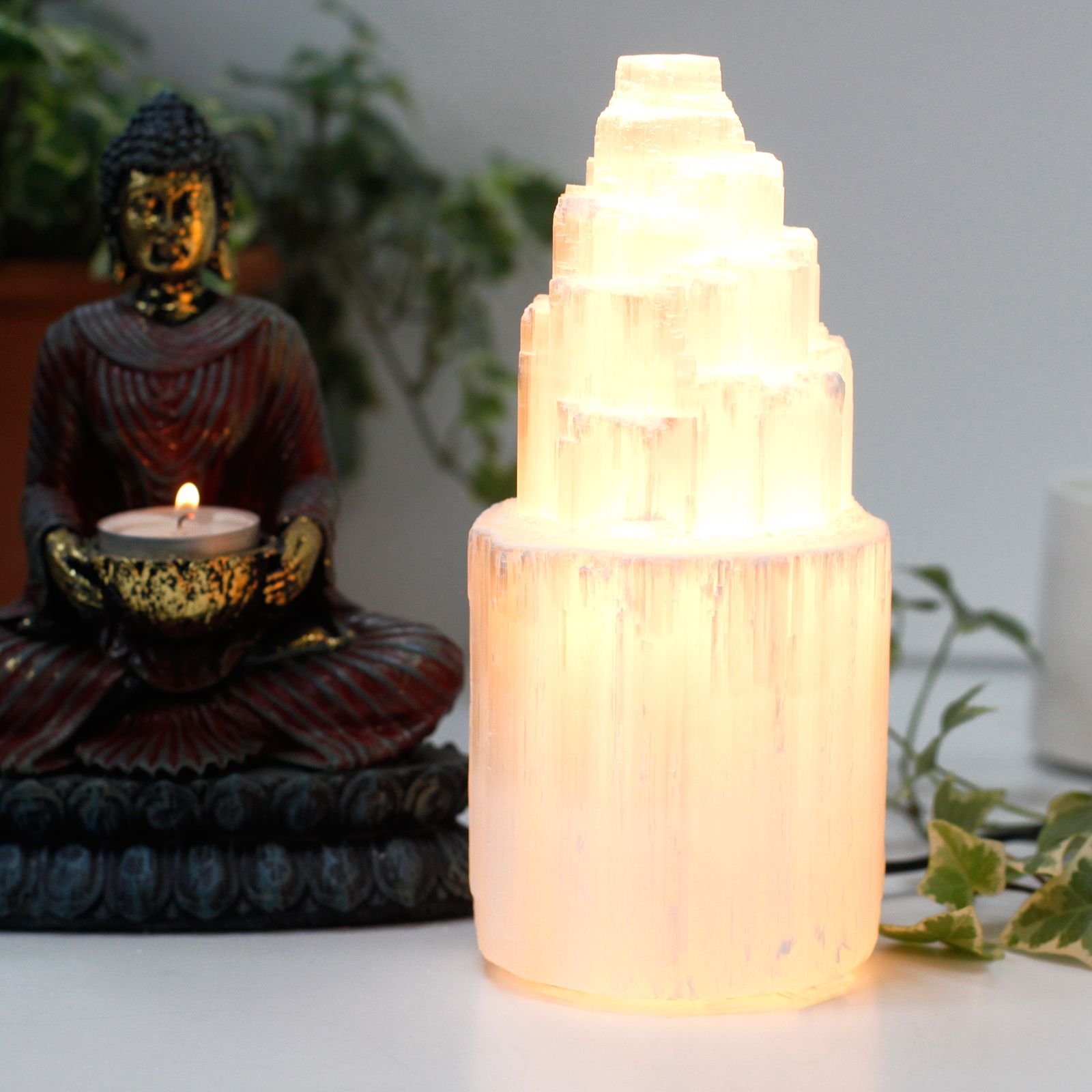 Natural Selenite Tower Lamp - 20 cm - Image 3