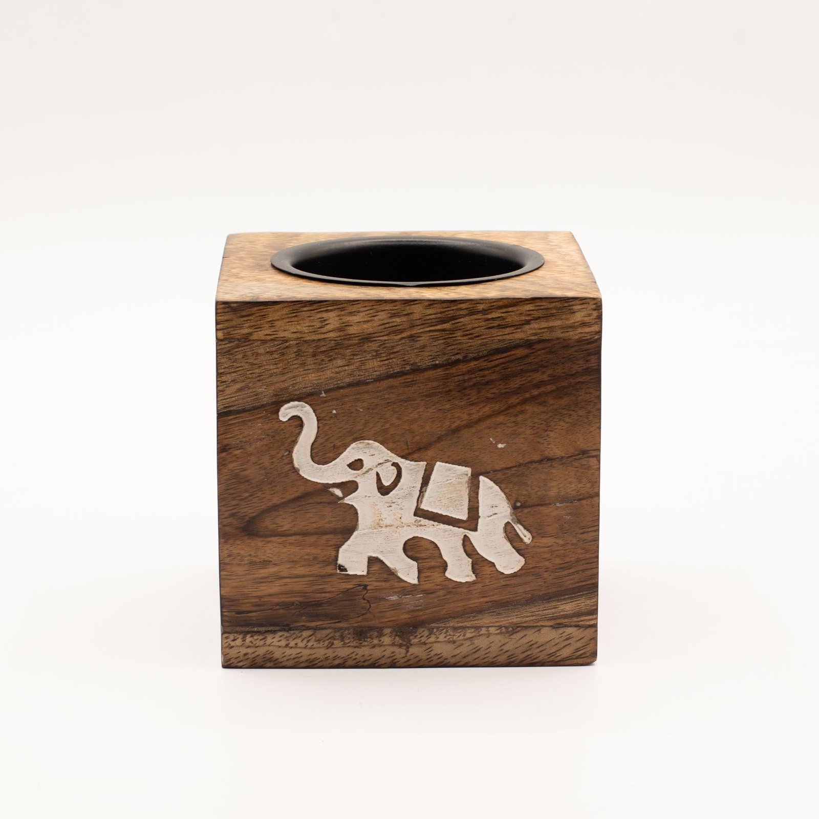 Square Mango Wood Oil Burner - Elephant - Image 2