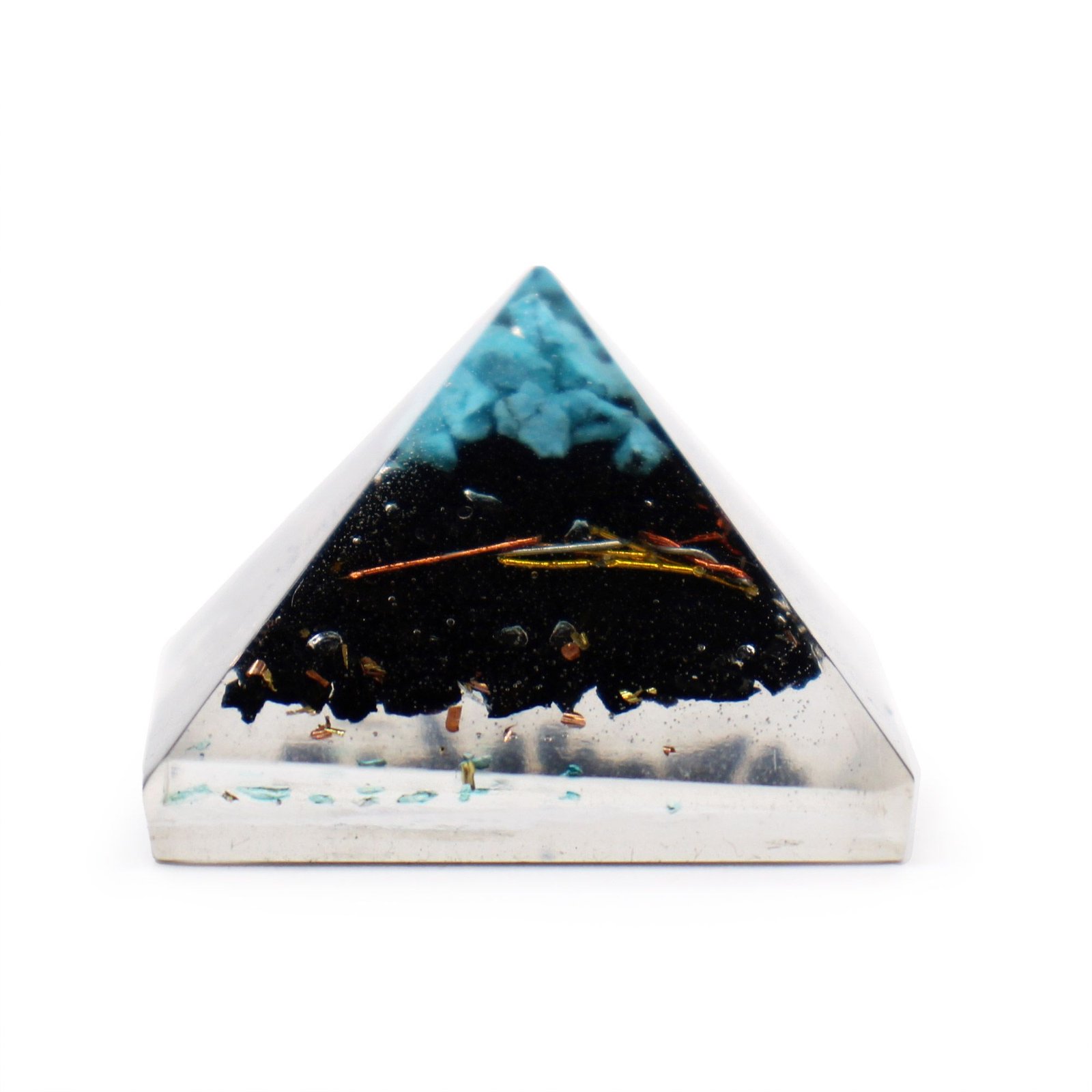 Sm Orgonite Pyramid 25mm Gemchips and Copper - Image 8